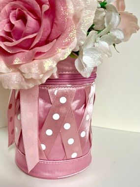 Disney Pink Polka Dot Rose Bouquet Satin Girls Wedding Picnic Tea Party Bag